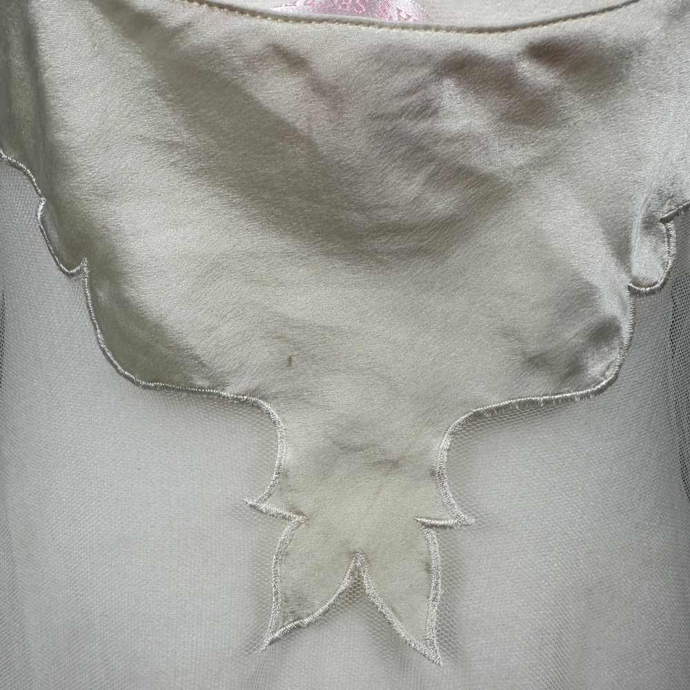 Victoria's Secret Babydoll Chemise Womens XS Ivory Good Sheer Mesh Satin Slip - Picture 8 of 13